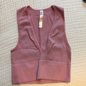 Urban Outfitters Mauve Ribbed Crop Top